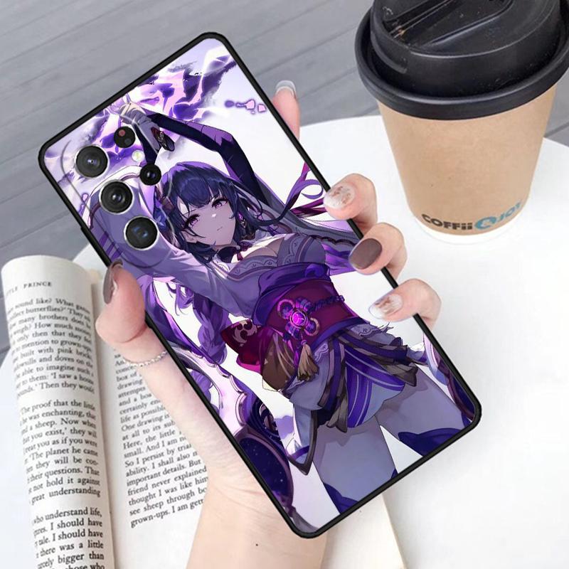 Genshin Raiden Shogun Phone Case Cover For Samsung Galaxy S24 S25 Ultra S21 S22 Ultra S10E Note 10 Plus Note 20 FE S23