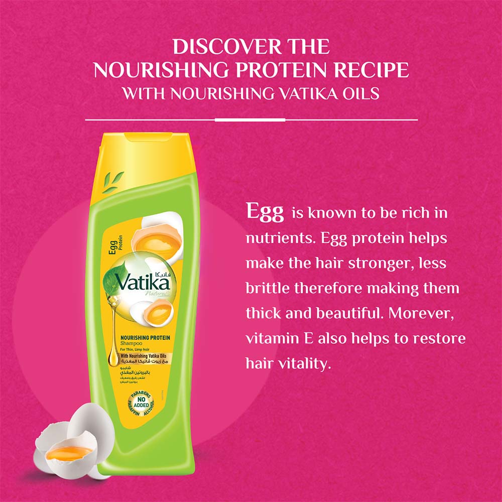 Nourishing Protein Shampoo with eggs protein 400 ml Vatika Dabur