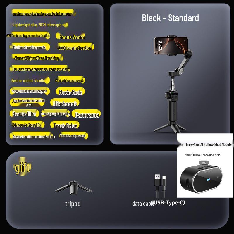 Oikawa Smart X2 Handheld Gimbal: Three-Axis Mobile Stabilizer with AI Tracking for Live Streaming