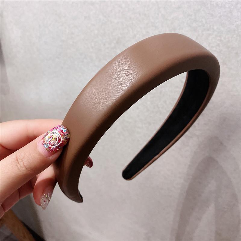 

Богемный Винтажный Кожаный Мягкий Губчатый Однотонный Ободок Повязка Головной Убор Аксессуары для Волос