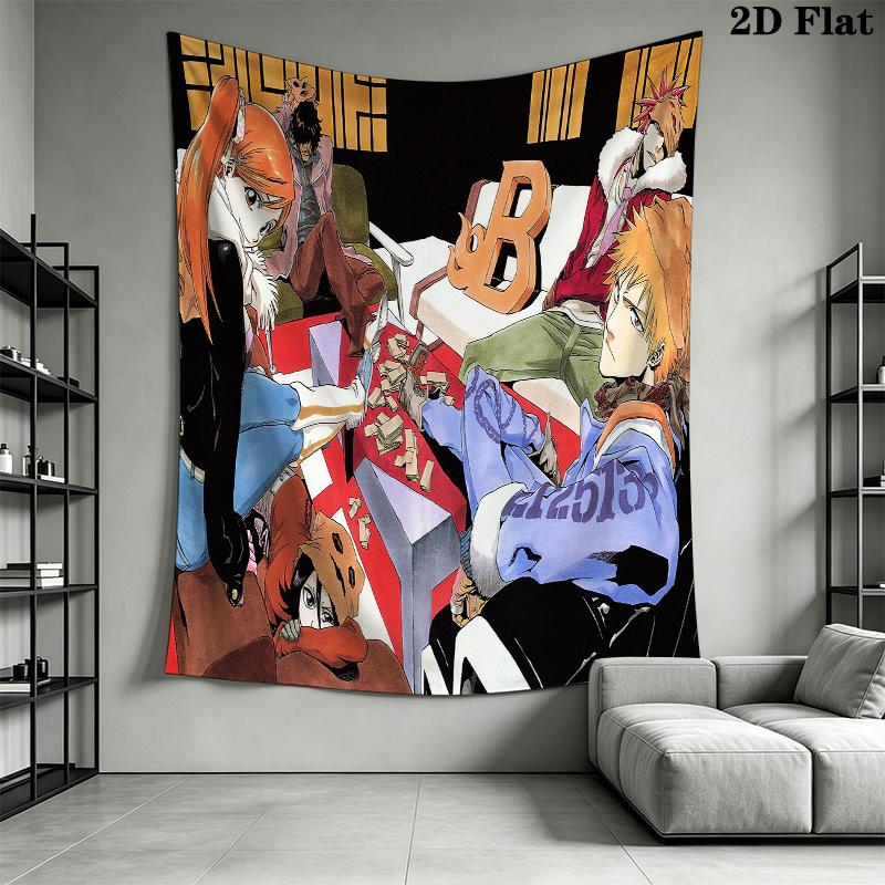 Bleach Wall Tapestry Aesthetic Wall Hanging Printed Fabric Blanket Decorative Tapestries for Bedroom Living Room Home Decor
