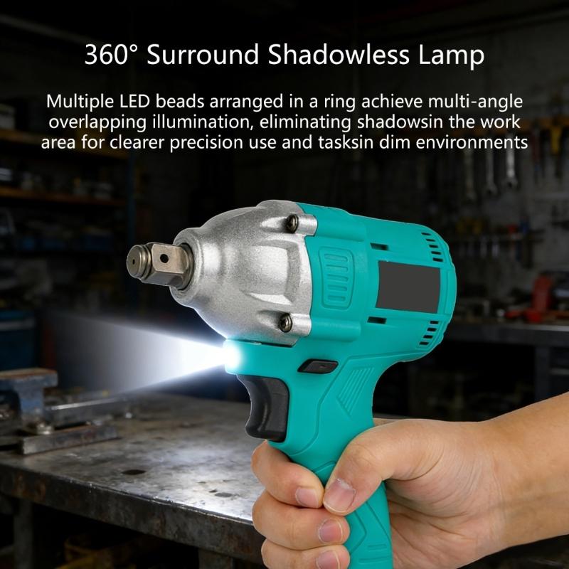 High Torque 350NM Electric Impact Wrench with LED Light for 18V Battery 1/4'' Brushless Electric Screwdriver