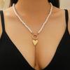 Advanced Temperament Long Heart Shaped Necklace Beaded Collarbone Chain Y Shaped Tassel Sweater Chain Pendant