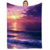 Purple Floral Skeleton Vintage Anime Cartoon Flannel Blanket Soft Warm Throw for Bedroom Sofa Car Kids Holiday Gift