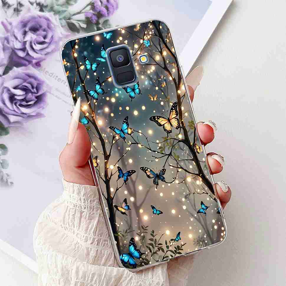 For Samsung Galaxy A6 2018 5.6" Case SM-A600F Soft Silicone TPU Cover For Samsung a6 A6 2018 SM-A600FN New Butterfly Phone Cases