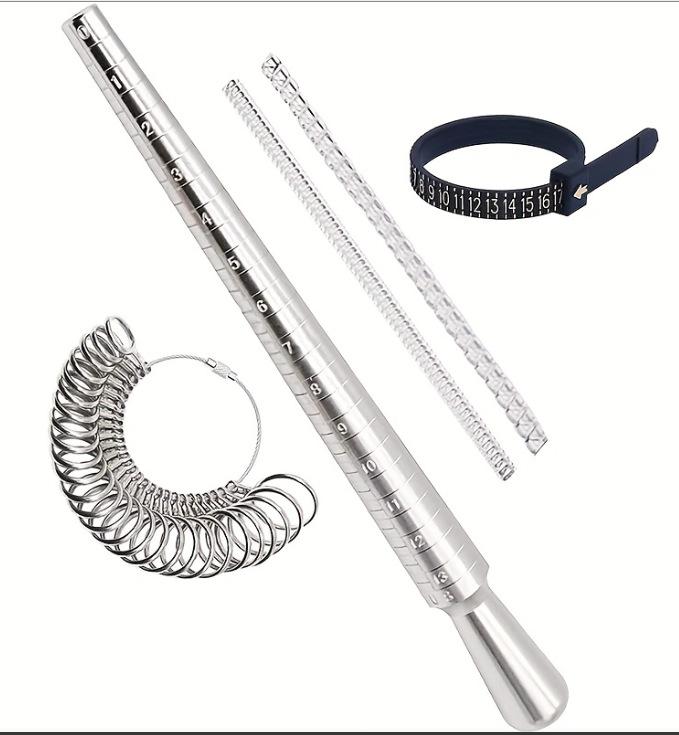 5pcs Jewelry Measuring Tool, Aluminum Circular US Size Ring Size Stick, 0-13 Ring Size Measuring Tool