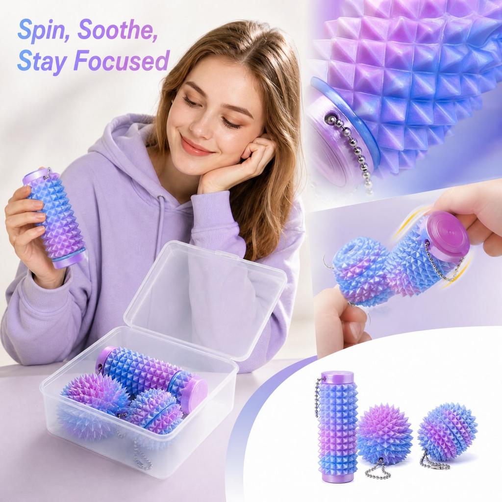 3-Piece 3D Printed Rotating Pendant Set, Portable Sensory Toy for Kids and Adults