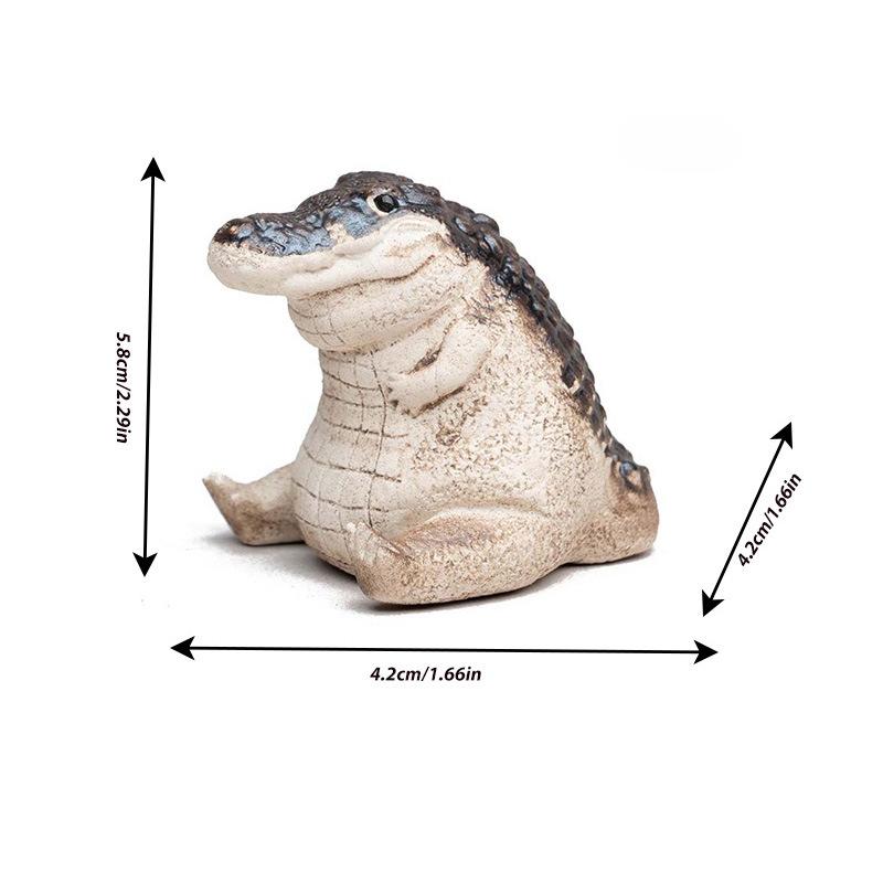 Chubby Little Crocodile Garden Ornament Home Dining Table Decoration Fun Resin Crafts Gift Mini Cute Crocodile Ornament