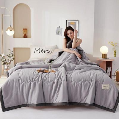 Summer Cooling Comforter Pure Color Washed Cotton Air Conditioner Quilt Breathable Soft Bed Blanket