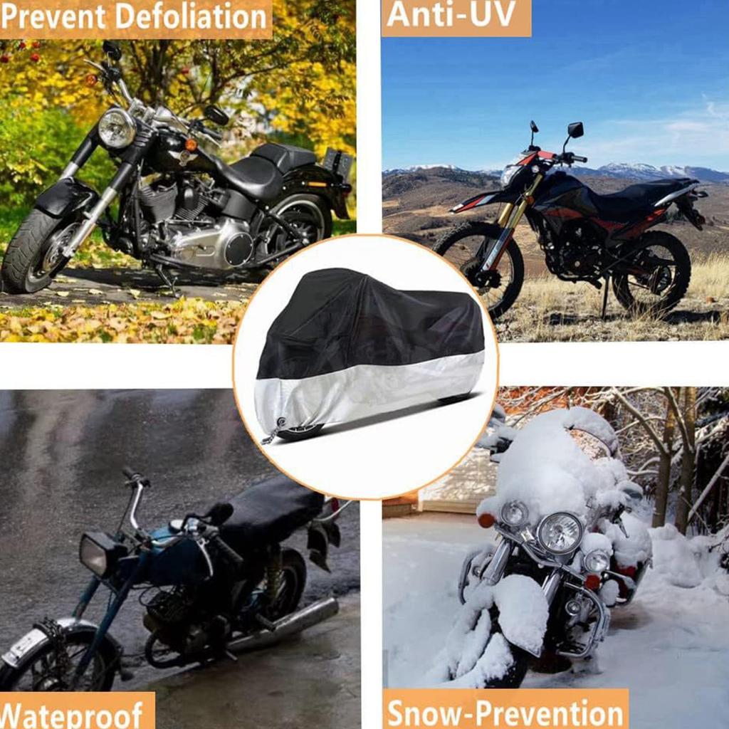 Motorbike Cover Waterproof Bike Cover Outdoor Storage All Season Windproof Storage Protector With Lock-Holes For Garage Parking