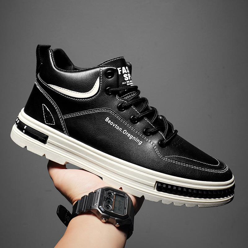 

2024 autumn and winter popular men s shoes trend lace-up board shoes casual men s white shoes sports casual tooling shoes 44 чорний