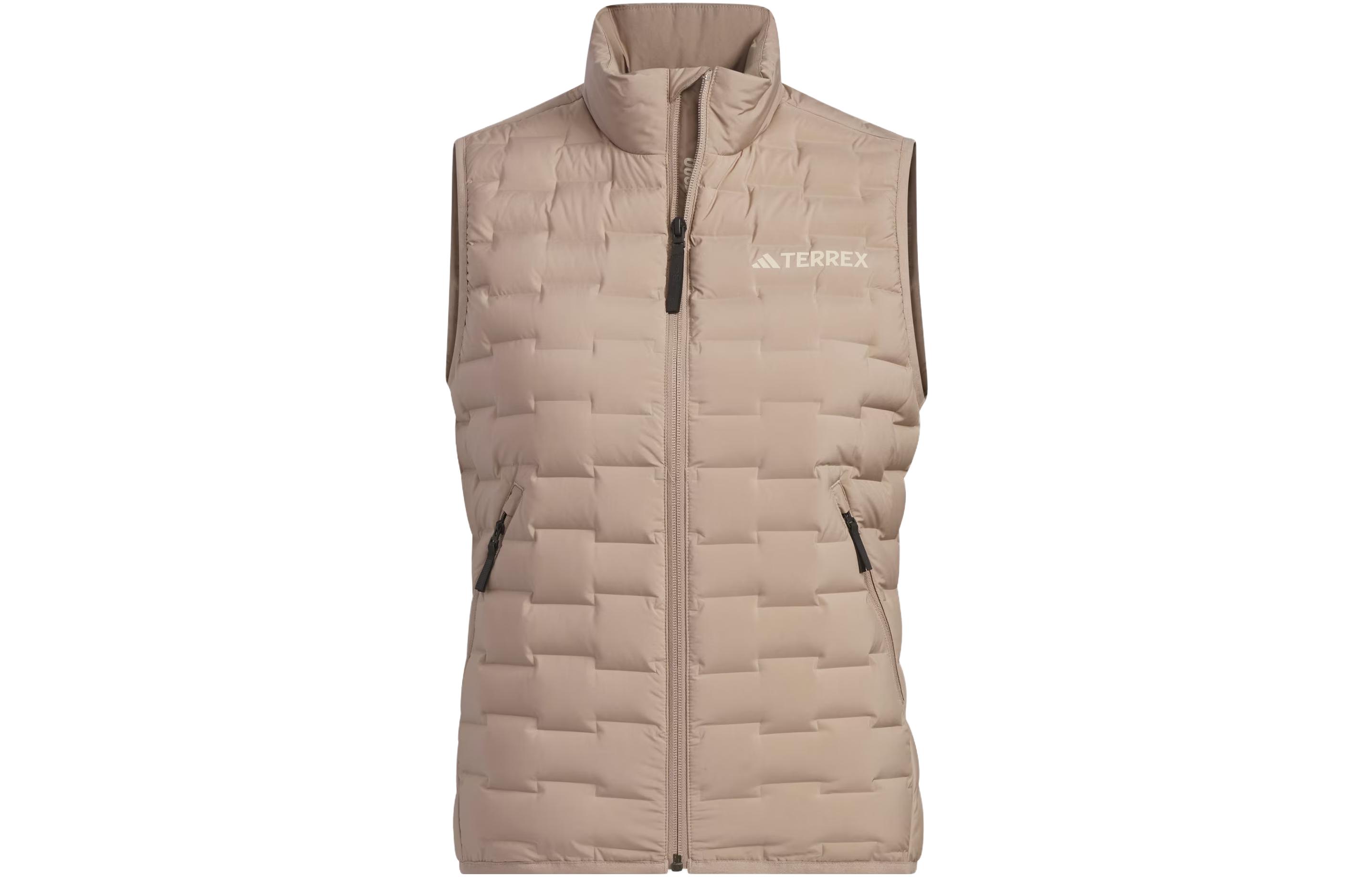 Adidas Down Vests Women s Pink Brown Stand Collar Moderate Other IT8692 S
