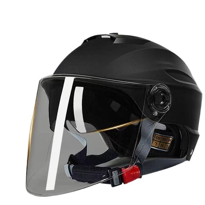 Certified All-Season Electric Vehicle Helmet, Breathable Double Visor, Sun Protection, Unisex Half Helmet for Men and Women