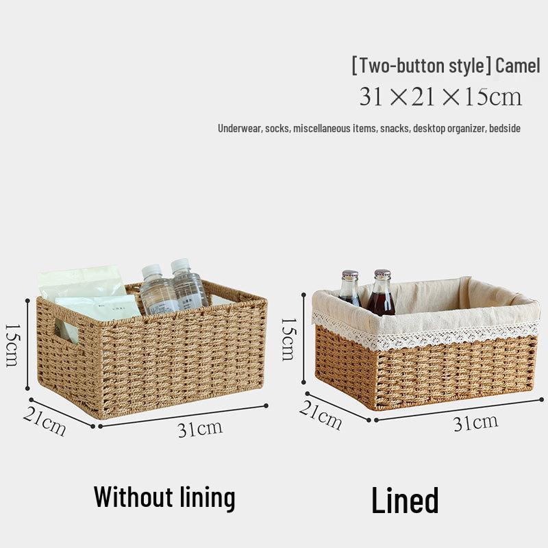 Rattan Woven Storage Basket for TV Stand, Bookcase, and Wardrobe