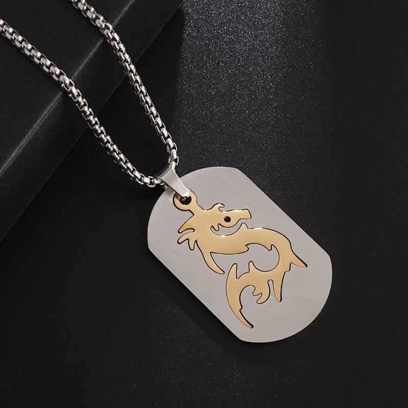 Collana da Uomo con Doppia Medaglietta Rettangolare in Acciaio Inossidabile, Ciondolo Medaglietta Militare in Acciaio Titanio, Gioielli Militari da Uomo