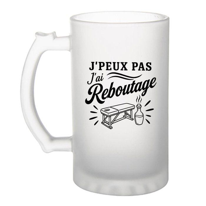 Chope de bière - PLANETEE - J'peux pas minimaliste - Verre trempé givré - 470 ml - Imprimée en Bretagne