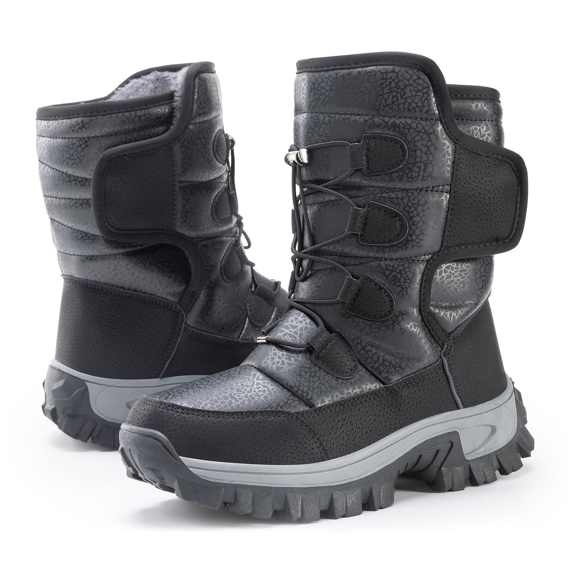 

Couple s Fleece-Lined Snow Boots: Thick, Moisture-Proof, Non-Slip Cotton Footwear for Skiing & Mountaineering 38 чёрный
