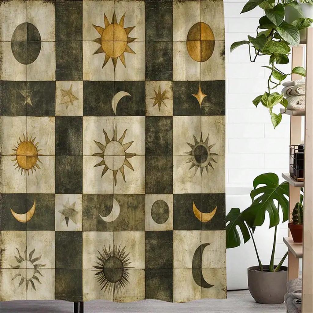 Celestial Chess Shower Curtain: Embrace The Unique Design, Soft Fabric, And Timeless Vibes For Your Elegant Bathroom