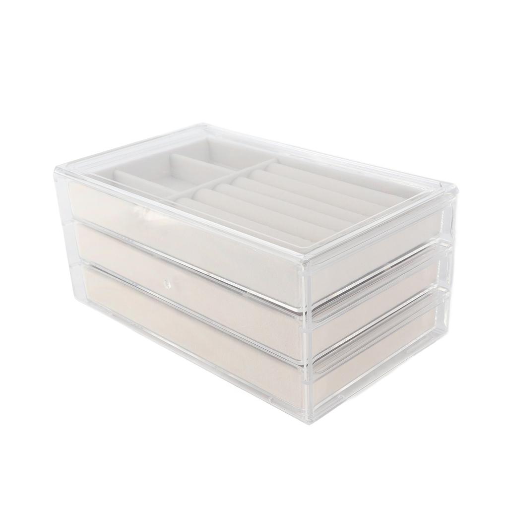 Acrylic Jewelry Organizer Clear Acrylic Beige Drawer Desk Storage Jewelry Box for Stud Earrings Necklace Jewelry
