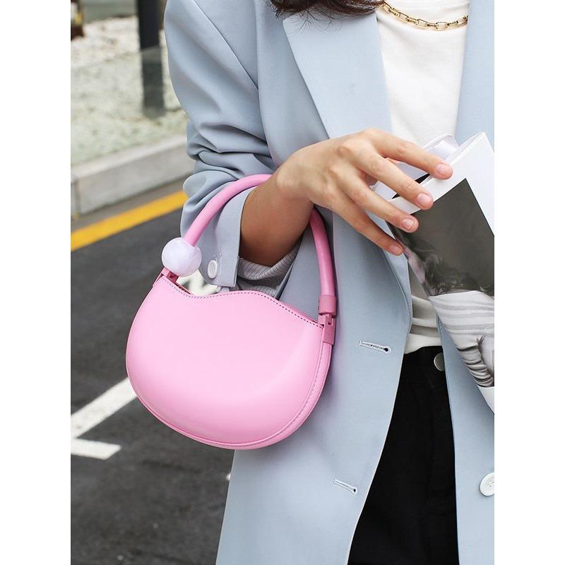 

Сумка в стиле ретро в европейском и американском стиле, женская, высокого класса, легкая, роскошная и модная, сумка-горох карамельного цвета розовый