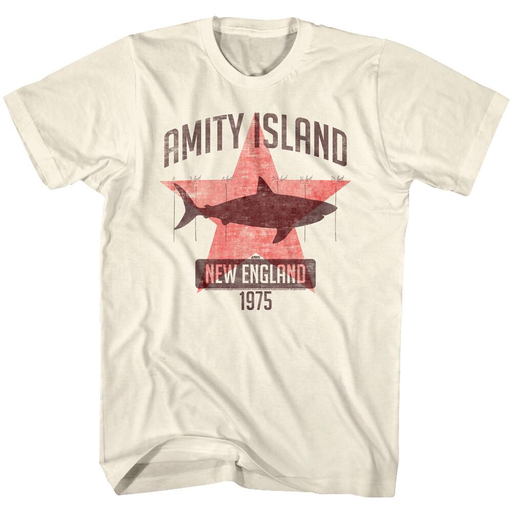 Jaws Star New England 1975 Men T Shirt Amity Island Shark Top Retro Movie S