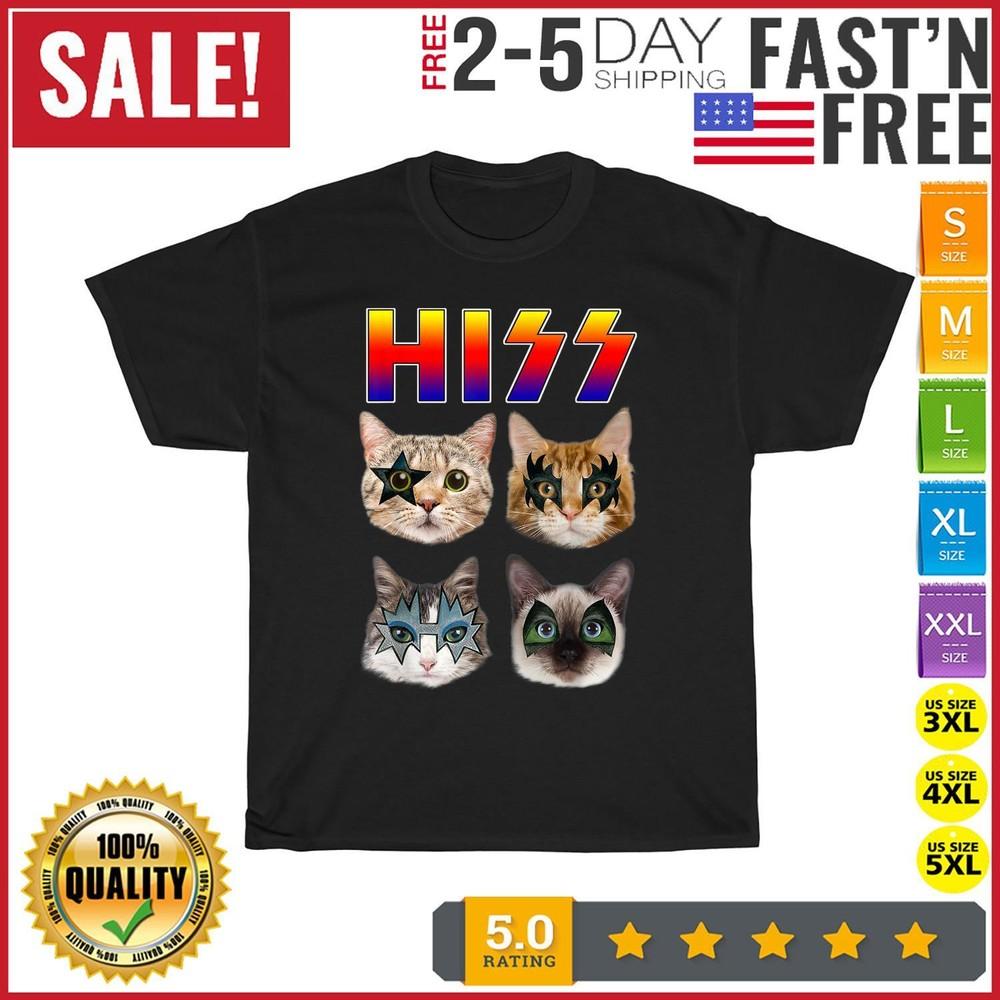 

Hiss Funny Cats Kittens Rock Rockin Vintage T Shirt Men Women Fashion NEW 2023 3XL