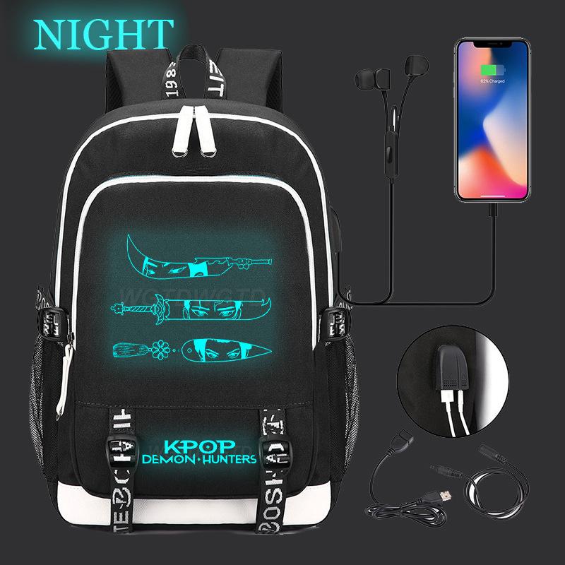 Witch Hunters Peripheral Casual Luminous Backpack Multifunctional with USB School Bag Large Capacity