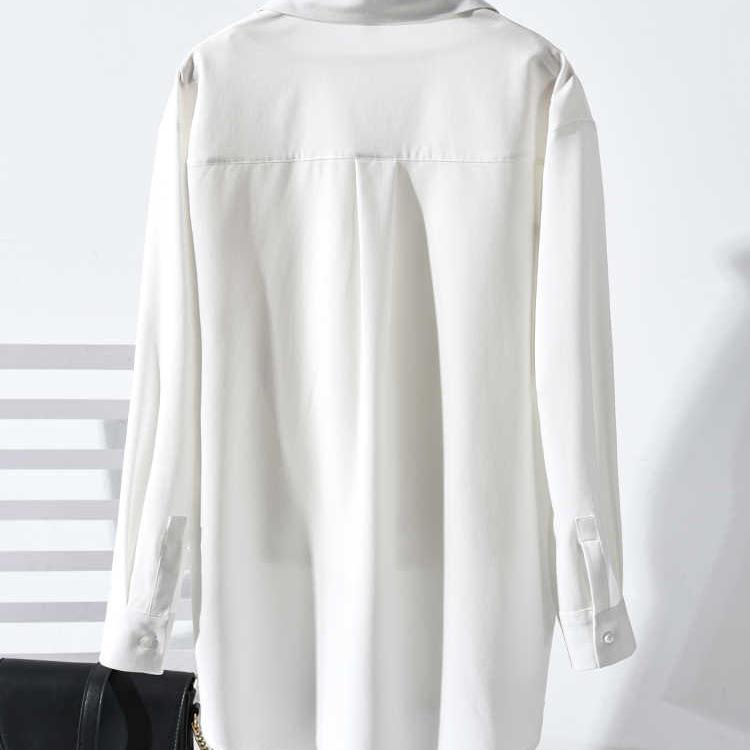 Women's White Non-Iron Wrinkle-Free Shirt Jacket - Plus Size, Loose Fit, Simple Commute Style for Spring and Autumn 2026