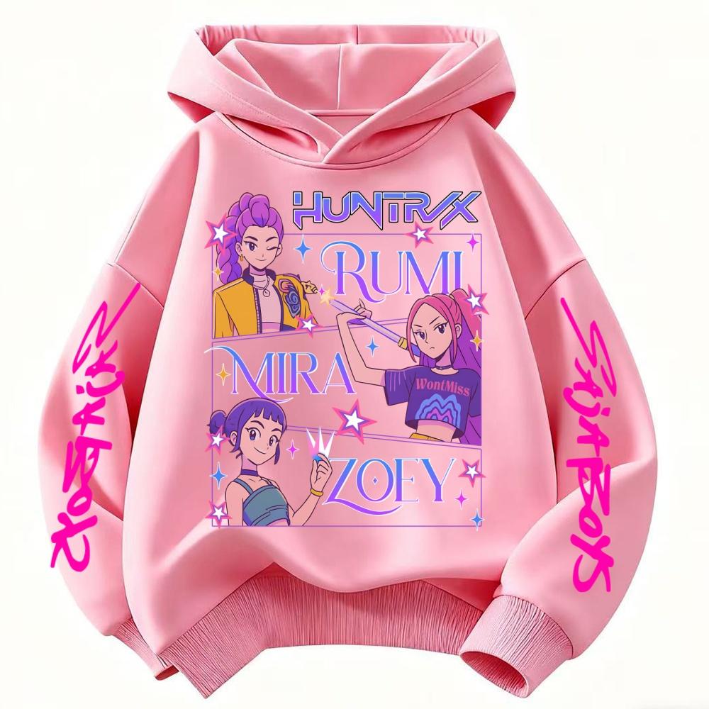 Children's Hoodies KPop Demon Hunters tops Boy Girls Coat Casual Toddle Sweatshirr white pink child the Spring Autumn