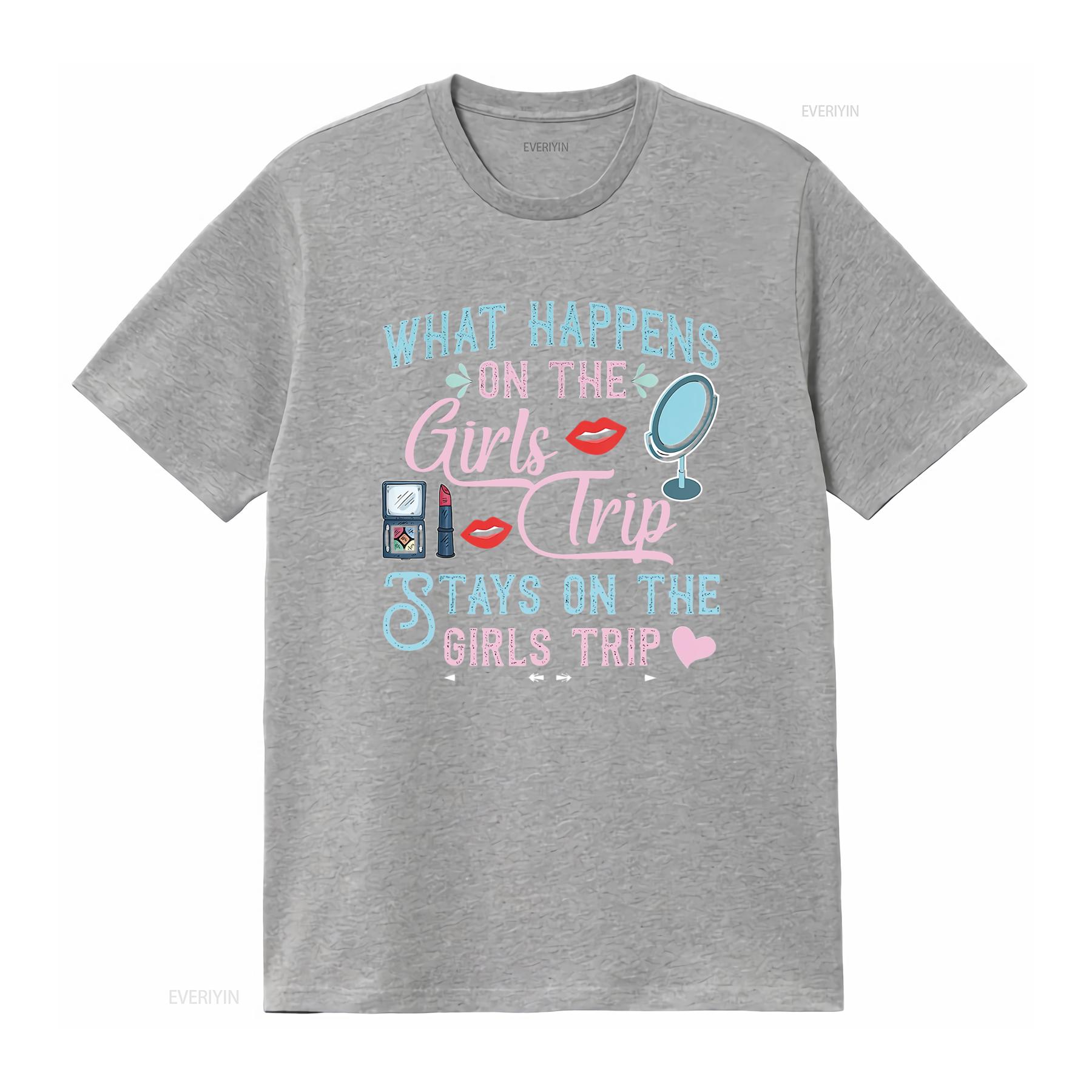 What Happens On The Girls Trip Stays Funny Vacation T Shirt vintage Washed Unisex Slightly Comfortable Versatile Casual S