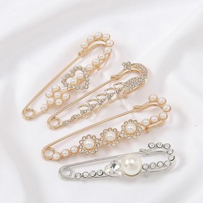 Pearl Decoration Detachable Pearl Brooch Safety Pins Fastener Pins Pants Pin Decorative Clips Detachable Design