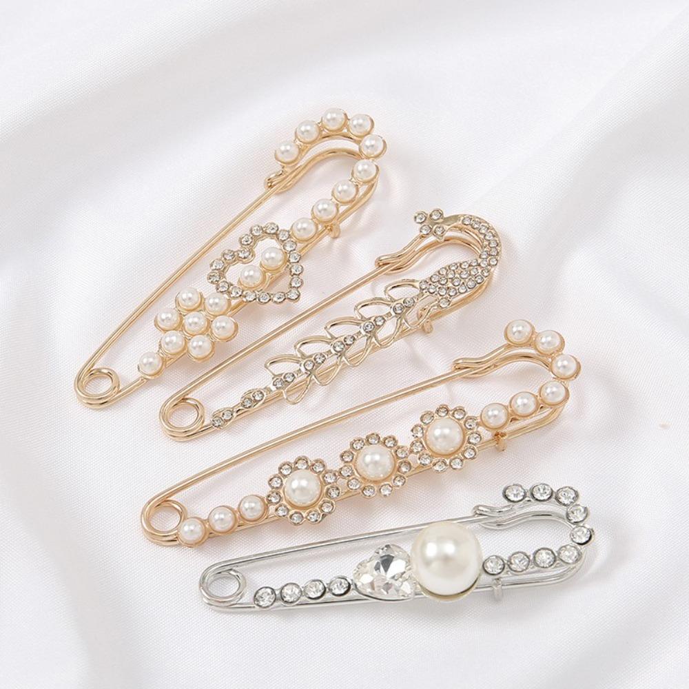 Pearl Decoration Detachable Pearl Brooch Fastener Pins Safety Pins Pants Pin Decorative Clips Detachable Design