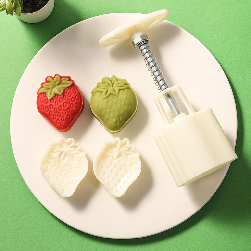 Durable Mooncake Mold Strawberry Shaped Mung Bean Cake Molds Plastic Material Mooncake Tools for Kitchen DIY Baking