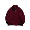 Autumn Winter Men's Plush Velvet Solid Long Sleeve Half Zip Polo Stand Collar Top