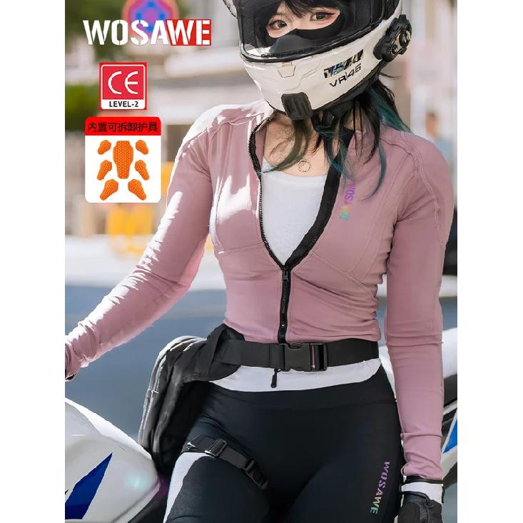 WOSAWE Women Motorcycle Jacket Body Soft Armor Shirt CE Certified Summer Ladies Downhill Motocross Riding Clothing Reflective