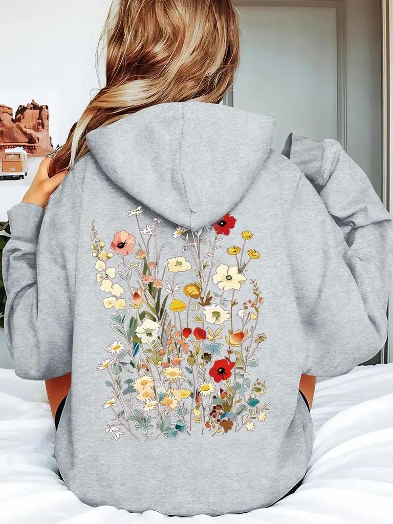 2025 Floral Hooded Jacket: European & American Style Loose Sweatshirt