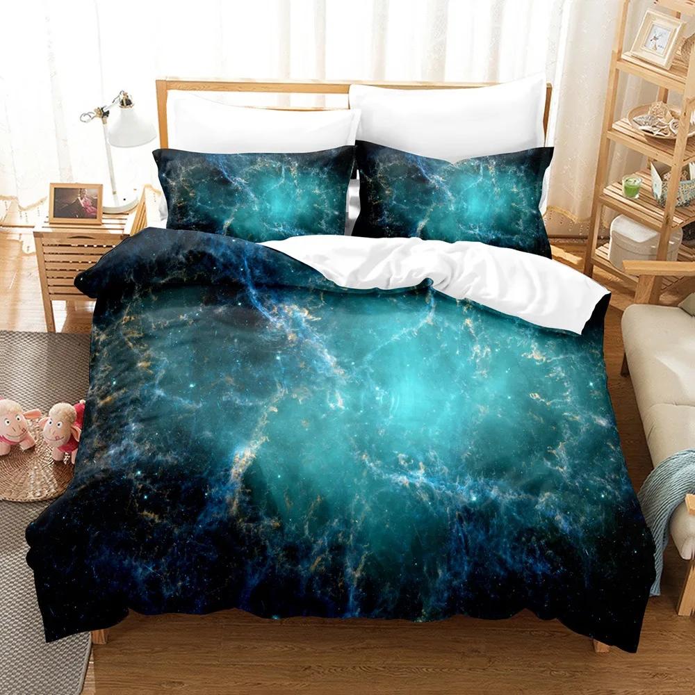 3D Print Cosmic Galaxy Beding Sets for Young Boys ,Astral Soft Duvet Cover Set,Microfiber Warm Comforter Cover,Outer Space Bed Linen Set for Ten Kid