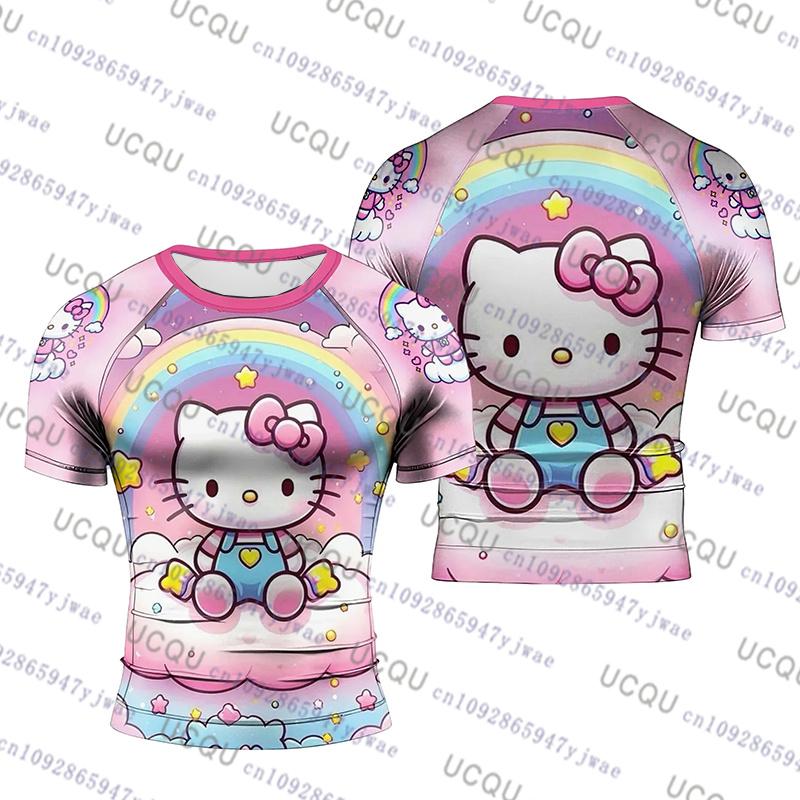 Футболка с принтом Hello Kitty Мужская Женская Дзюдо Тренажерный зал Футбольная майка Модная Спортивная одежда Оверсайз Тренировка Быстросохнущая Унисекс Пляжная футболка 6XL gray