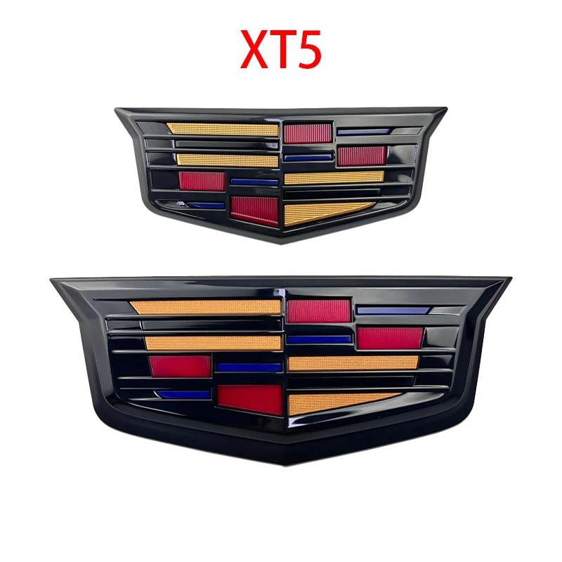 For Cadillac XT5 2016-2025 2PCS New Alloy Car Front Grille Emblem Rear Trunk Badge Stickers Decals Auto Modifiction Accessories