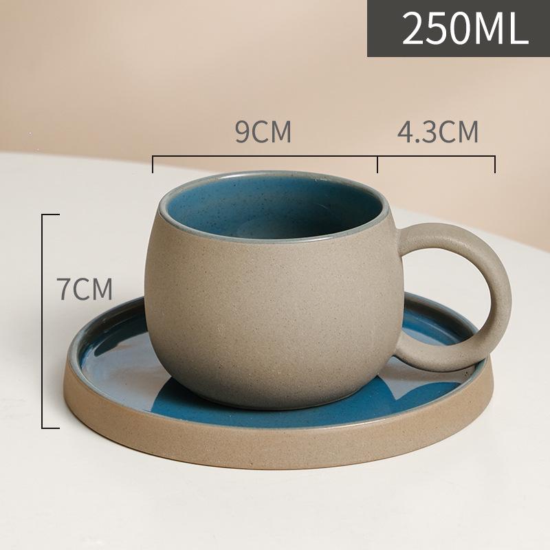 Japanese-Style Ceramic Coffee Cup & Saucer Set - Nordic Retro Design, Perfect for Breakfast or Afternoon Tea. 250ml