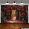 2D Red Flower Archway Backdrop Garden Wedding Photography Background Banner