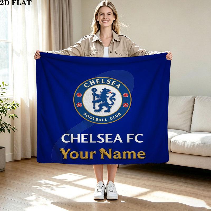 1PC Chelsea F Custom Name Patterned Flannel Blanket Suitable For All Seasons for Home Decor Warmth and Comfort Gifts Holiday Present