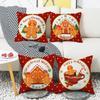 Christmas Cookie House Gingerbread Man Fairy Tale Style Red Warm Home Decoration Sofa Pillow Cover