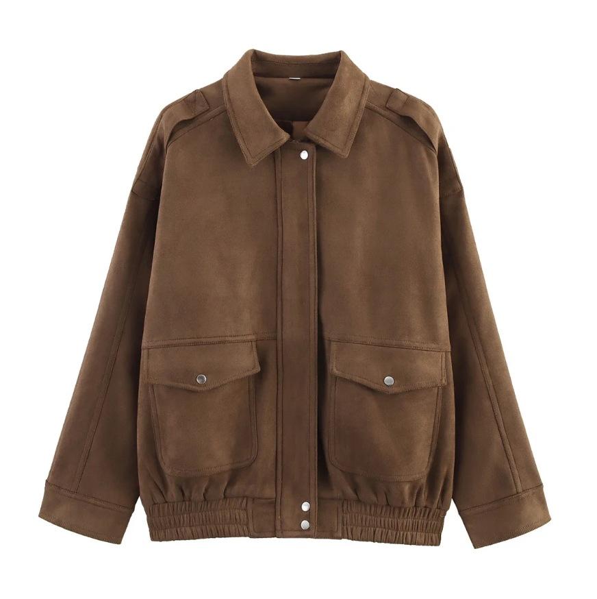 Women'S Suede Texture Loose Casual Fashion Versatile Jacket