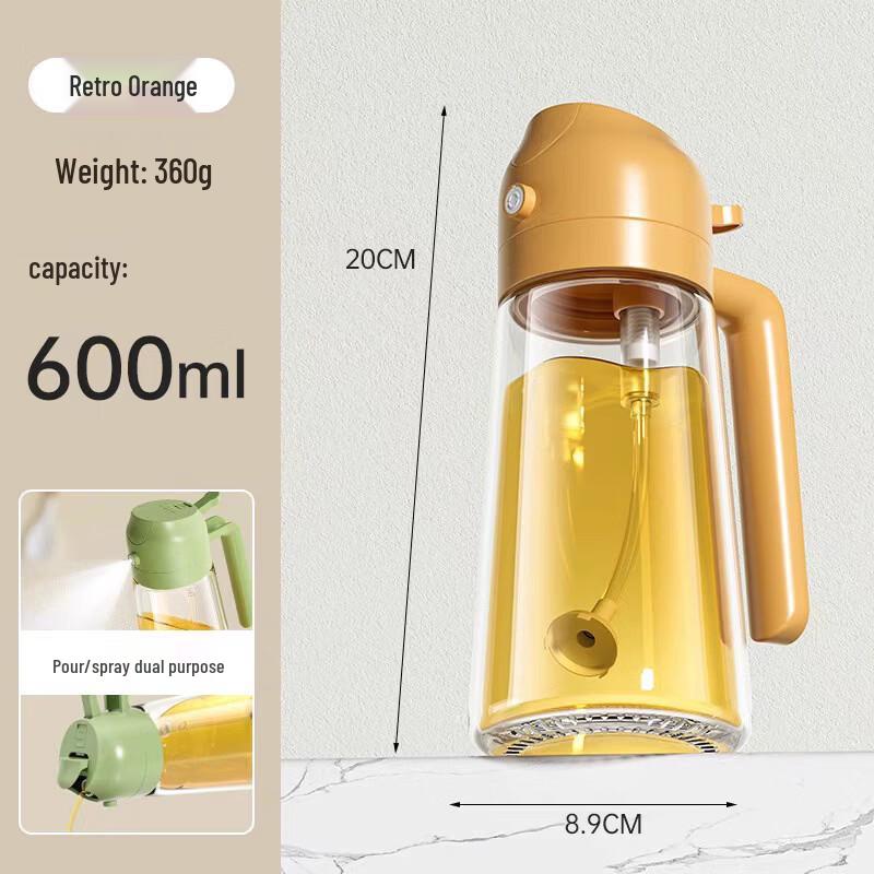 ZISIZ 600ML Glass Oil Sprayer & Pourer Bottle