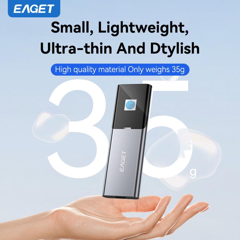 EAGET Fingerprint encryption External SSD 540MB/s Portable SSD External Solid State Drive USB 3.2 Gen2 Type-C SSD Compatible for PC, Laptops