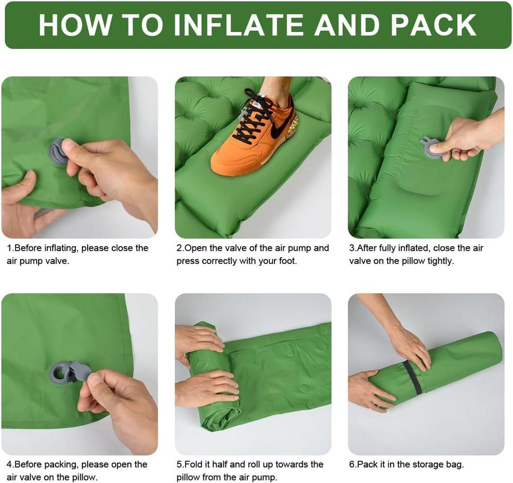 10cm Outdoor Inflatable Camping Mattress, Portable Moisture-Proof Air Cushion Pad