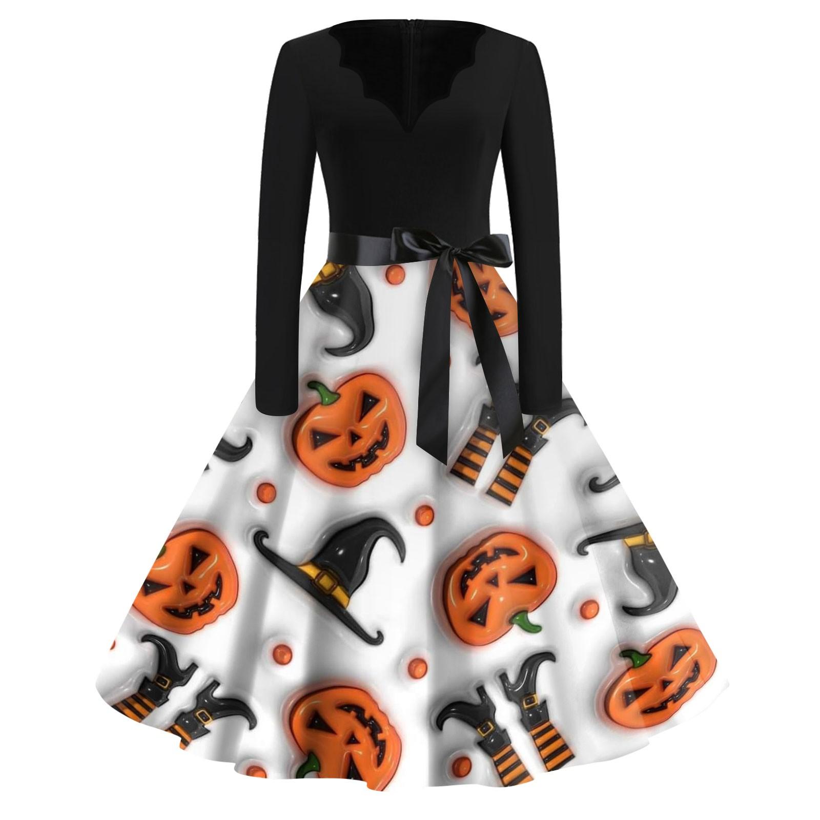 

Женское винтажное классическое платье с длинным рукавом и принтом, V-образным вырезом, свободное платье L