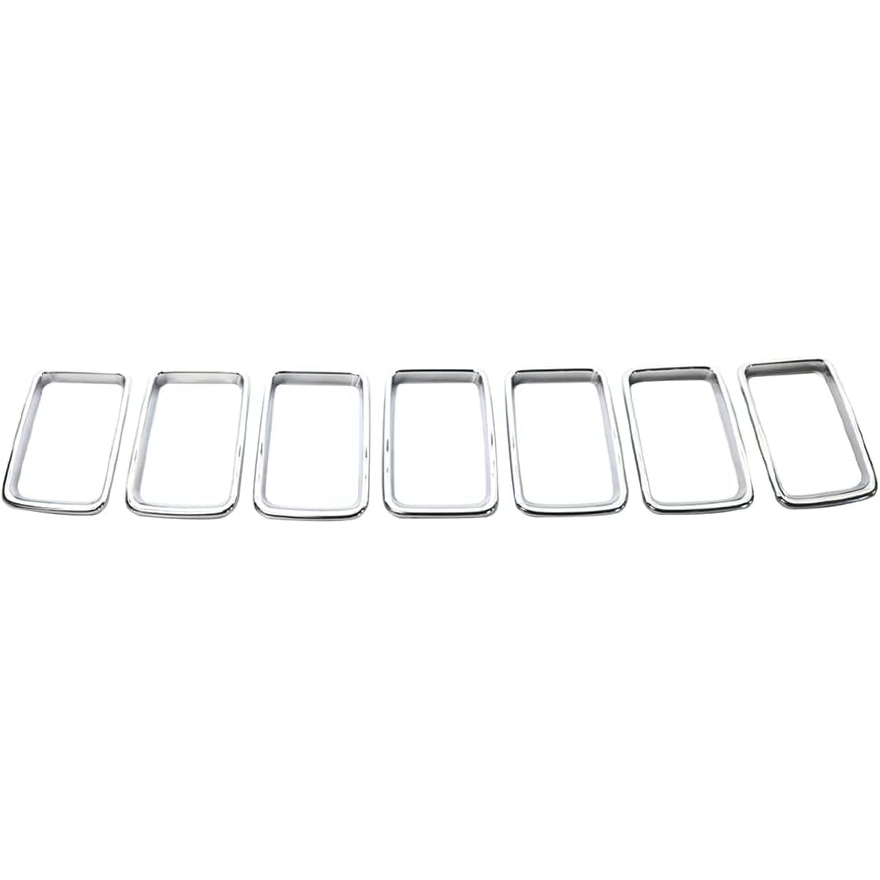 7PCS Front Grill Inserts Grille Cover Trim, Front Grill Rings Grille Inserts Cover Trim Kit, Compatible with Jeep Grand Cherokee 2014-2016, Chrome Chrome