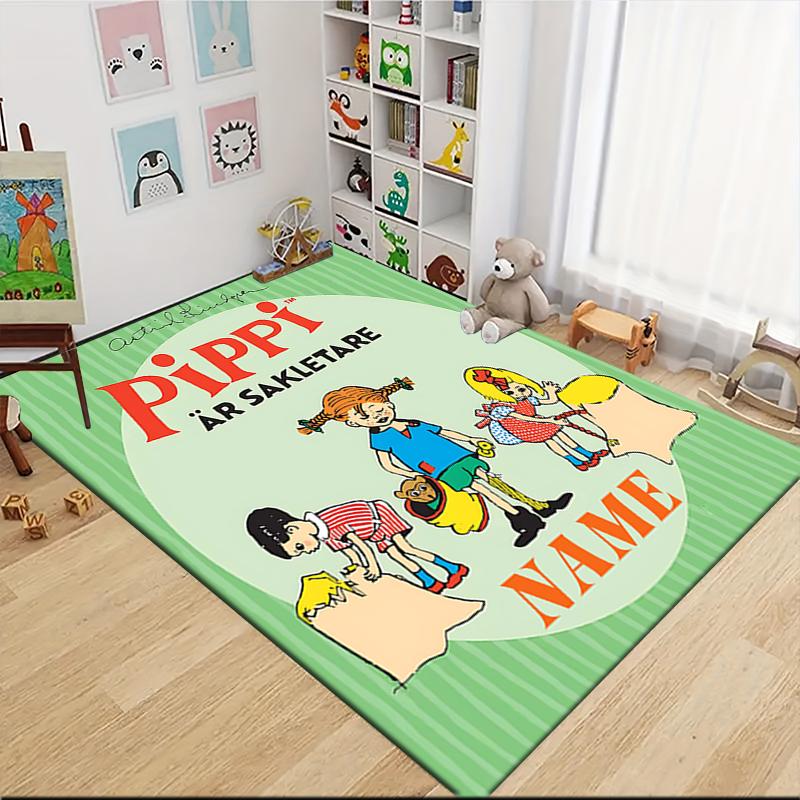 Custom Name Pippi Adventures Carpet Rug Customizable Soft Washable Anti-Slip Home Living Room Sofa Mats Personalized Rug. 0909321